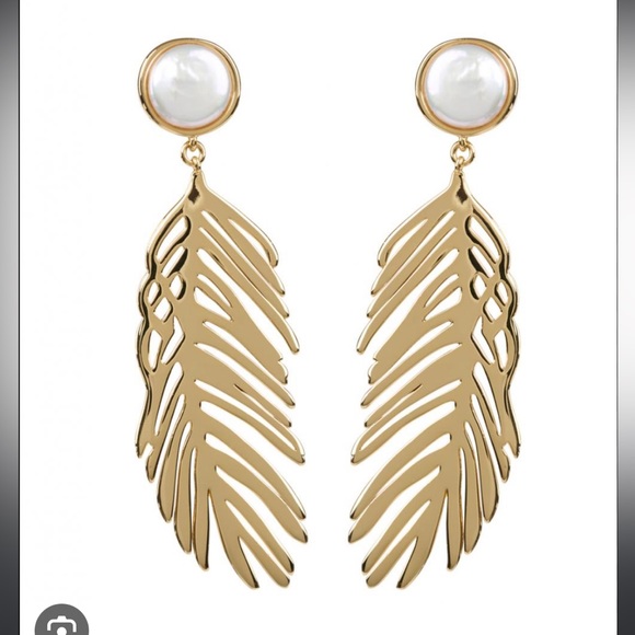 Mignonne Gavigan Cooper Pearl Palm Earrings NWOT - Picture 2 of 10